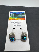 Load image into Gallery viewer, Hammer silver &amp; Fused Glass Drop Earrings