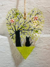 Load image into Gallery viewer, Fused Glass Cat Hanging Heart