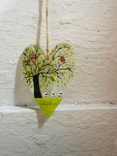 Load image into Gallery viewer, Fused Glass Sheep Hanging Heart