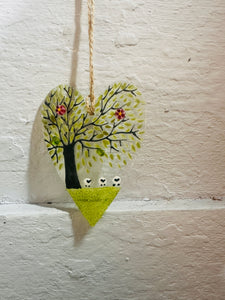 Fused Glass Sheep Hanging Heart