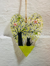 Load image into Gallery viewer, Fused Glass Cat Hanging Heart