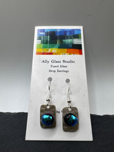 Load image into Gallery viewer, Hammer silver &amp; Fused Glass Drop Earrings