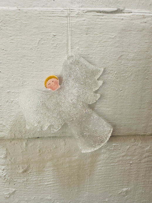 Fused Glass Pale Pink Angel Hanger