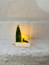 Load image into Gallery viewer, Pre order Fused Glass Dachshund winter TeaLight Holder
