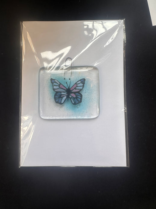 Butterfly Blue  Suncatcher Greetings card