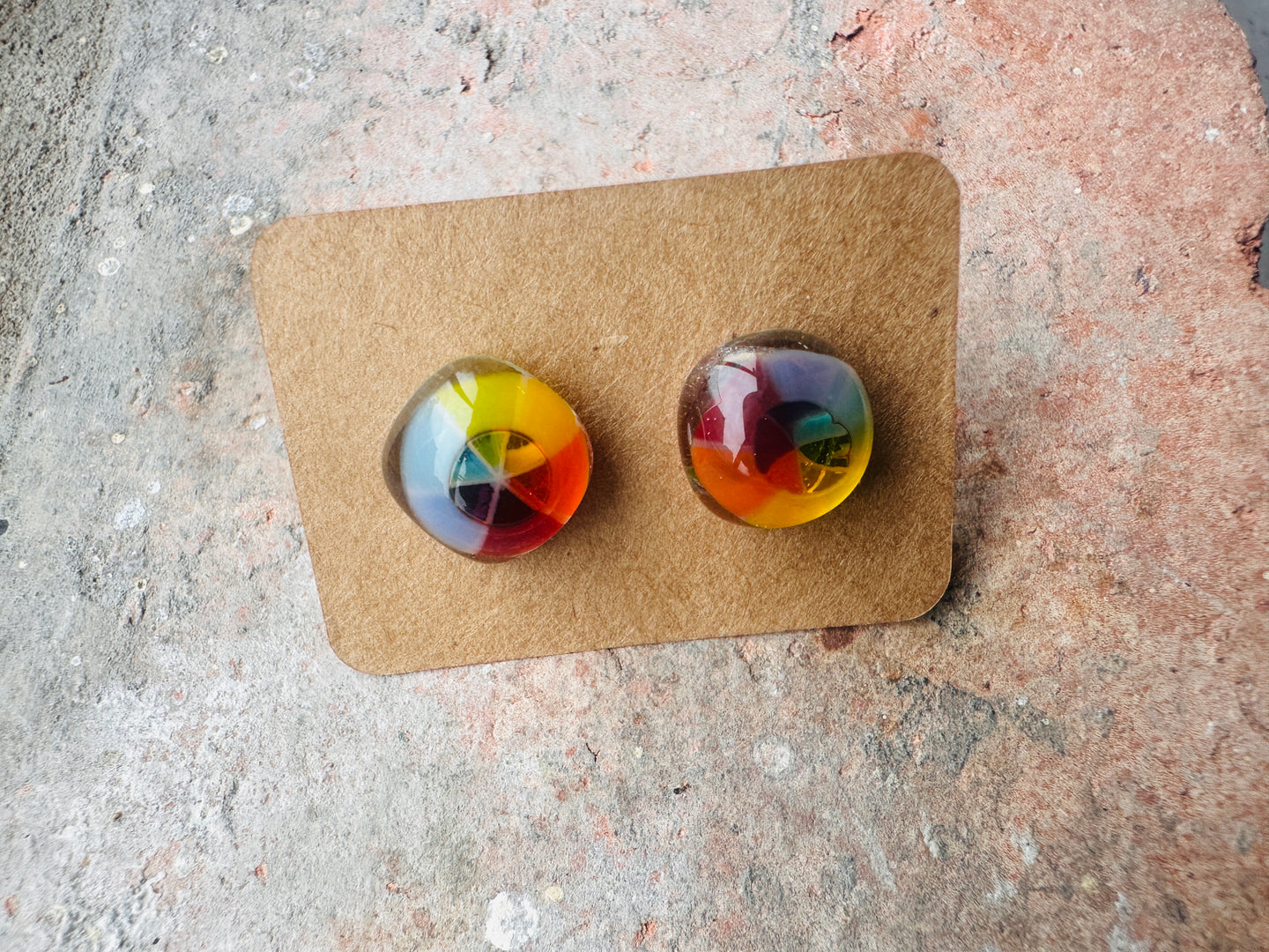 Rainbow Fused Glass Earrings