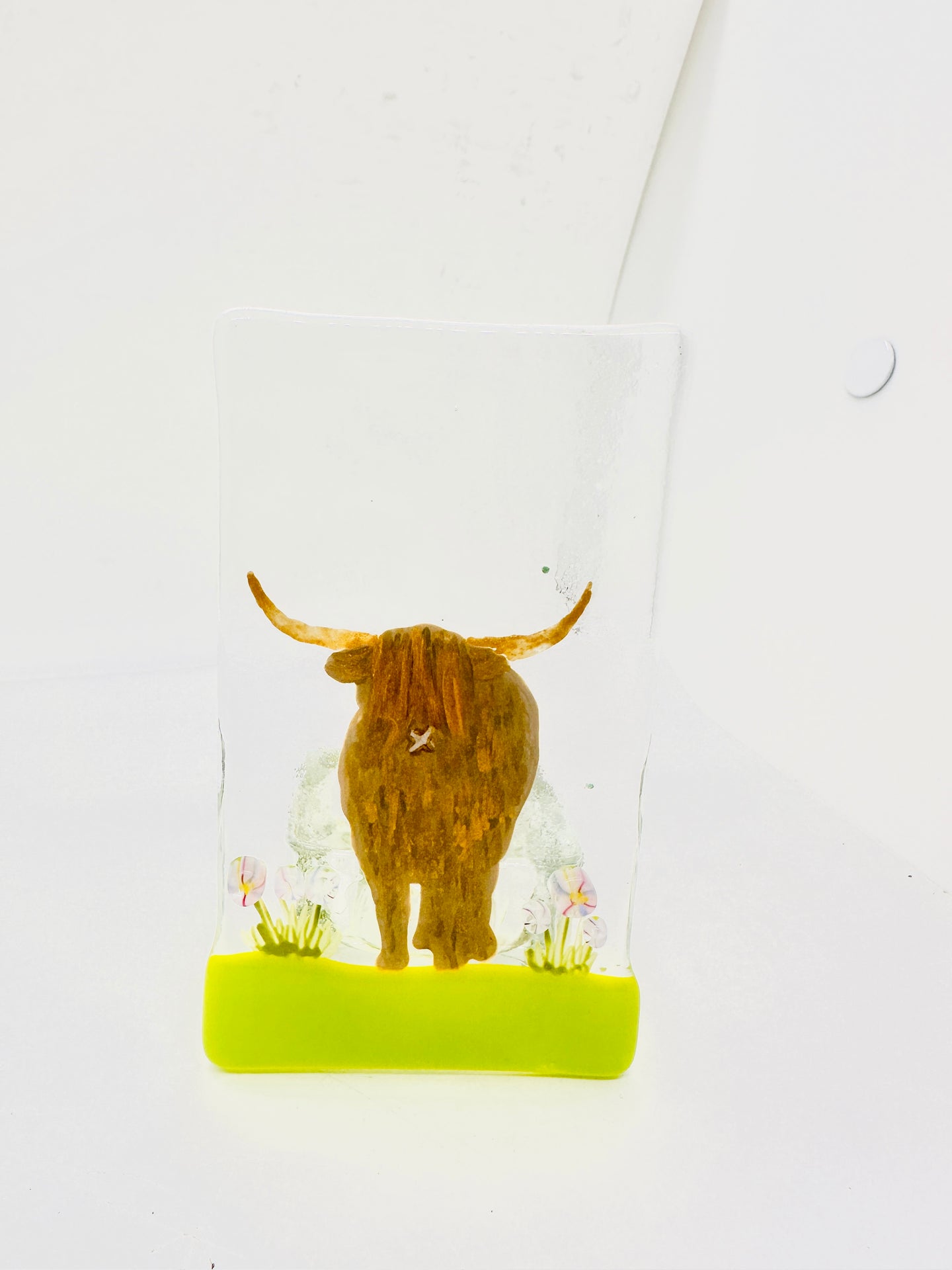 Fused Glass Highland Cow TeaLight Holder