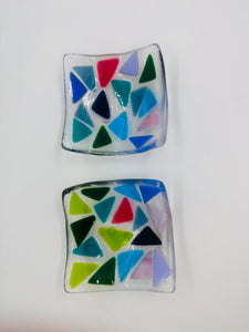 Fused Glass Mosaic Rainbow deep dish / TeaLight candle holder