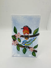 Load image into Gallery viewer, Handmade fused glass garden bird tealight holder 