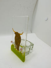 Load image into Gallery viewer, Fused Glass Highland Cow TeaLight Holder