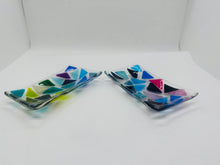 Load image into Gallery viewer, Fused Glass Rainbow mosaic soap dish / trinket tray