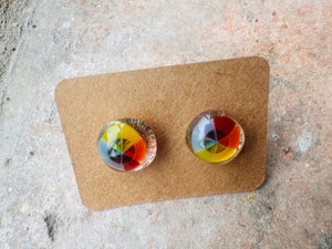 Rainbow Fused Glass Earrings