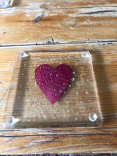 Load image into Gallery viewer, Set of two Handmade Fused Glass &amp; Copper Hearts Coasters