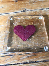 Load image into Gallery viewer, Set of Four Handmade Fused Glass &amp; Copper Hearts Coasters