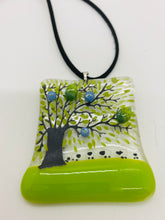 Load image into Gallery viewer, Spring sheep Fused Glass Necklace on cord