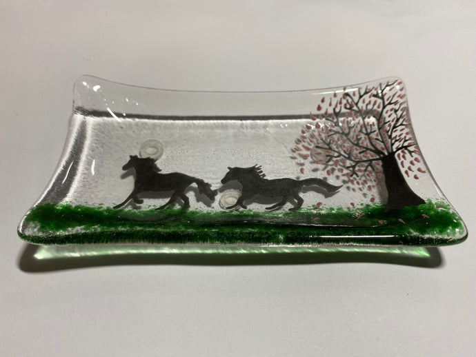 Running horses soap dish / trinket tray