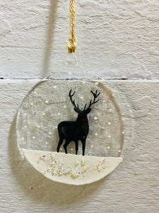 Winter Stag Christmas Round Hanger