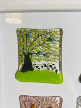 Load image into Gallery viewer, Handmade fused glass four seasons box frame with cow detail 