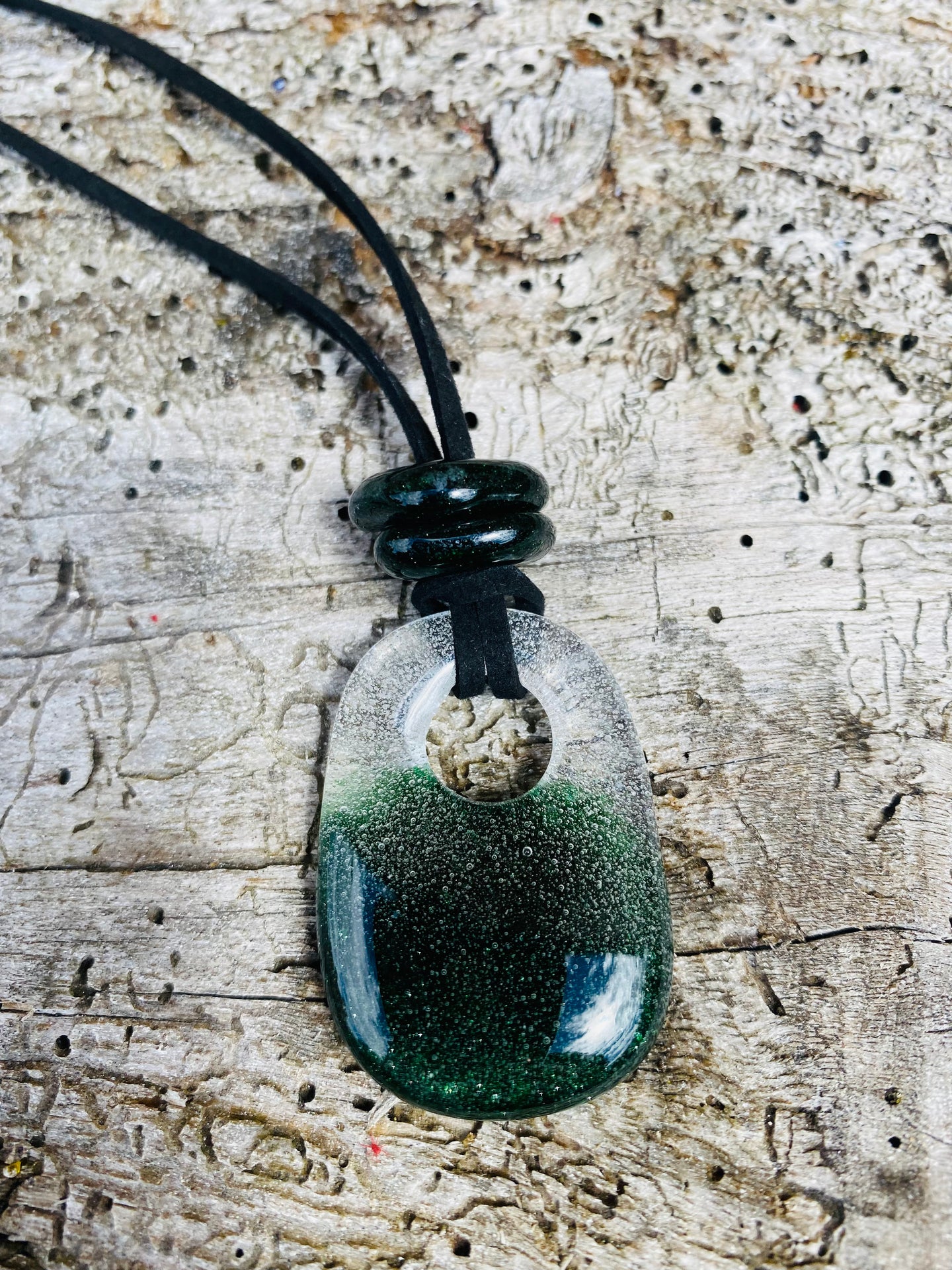 Sparkling Green Fade Necklace with bead detail