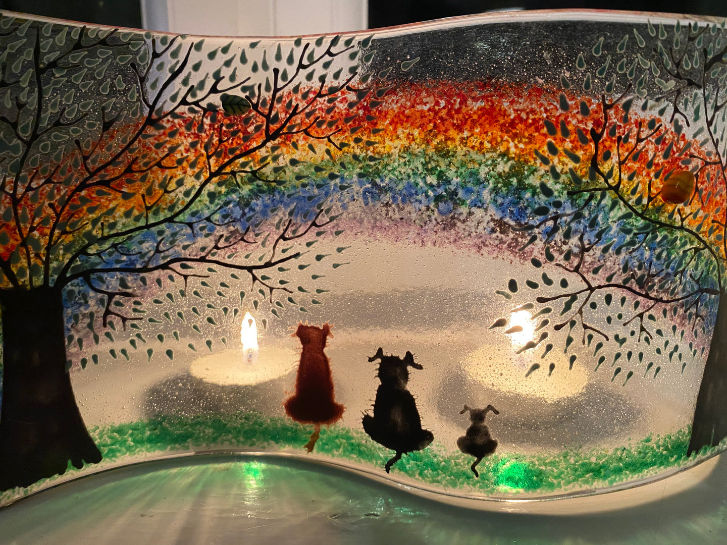 Pet Ashes Memorial Rainbow Glass