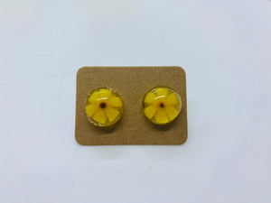 Small Ukrainian Sunflower Glass Earrings