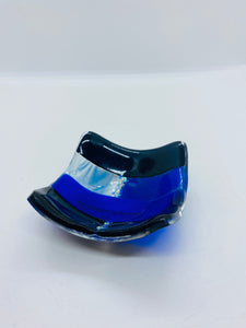 Blue Patchwork deep dish/ TeaLight candle holder