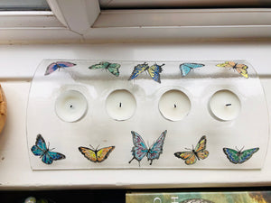 handmade fused glass butterfly candle  bridge
