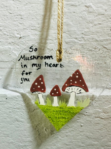 Mushroom love hanging heart
