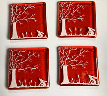 Load image into Gallery viewer, Two Orange Hare Coasters