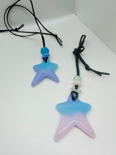 Load image into Gallery viewer, Handmade fused glass star necklace with bead detail 