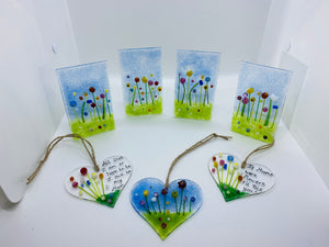 Fused Glass "All that I am I owe to my Mum" Hanging Heart