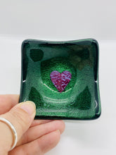 Load image into Gallery viewer, Sparkling green Copper Heart TeaLight candle holder