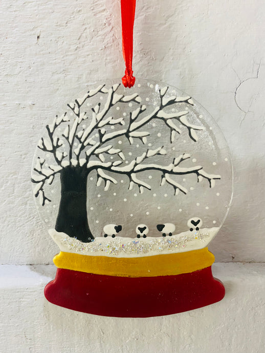 Winter sheep Christmas SnowGlobe Hanger