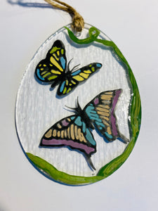 Handmade Fused glass Easter Egg with Butterfly detail 