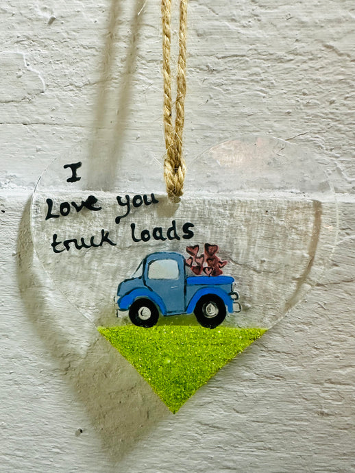 Truck loads of Love hanging heart