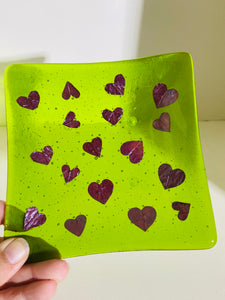 Large Spring Green Copper Heart Dish