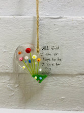 Load image into Gallery viewer, Handmade Fused Glass Hanging Heart mother 