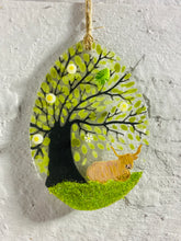 Load image into Gallery viewer, Handmade fused glass Easter egg with highland cow detail 