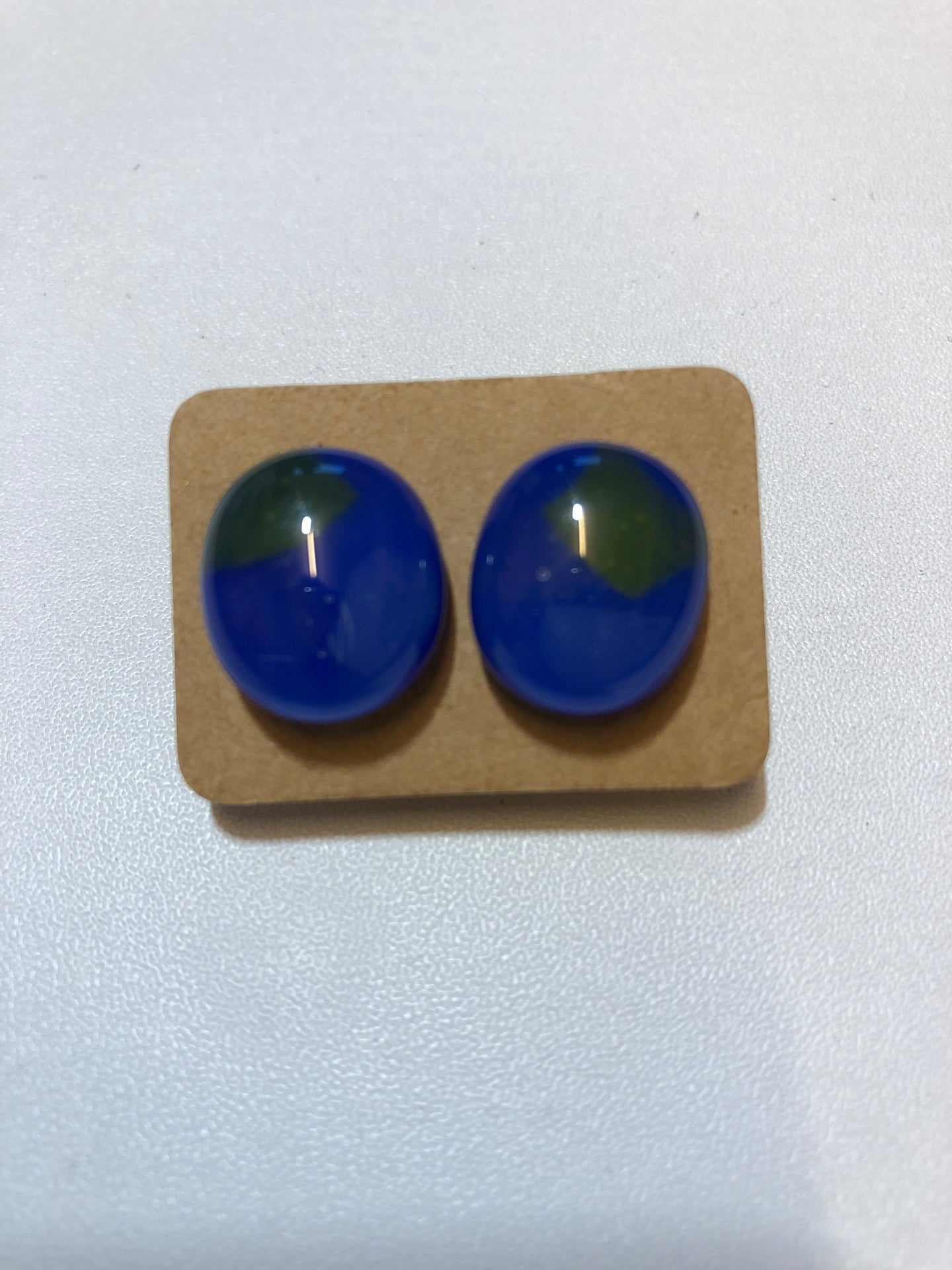 Stunning Blue & yellow Fused Glass Earrings