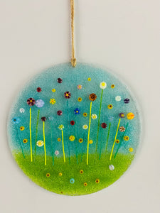 Fused Large Meadow Flowers Round Hanger