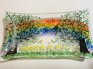 Spring flowers Rainbow soap dish / trinket tray