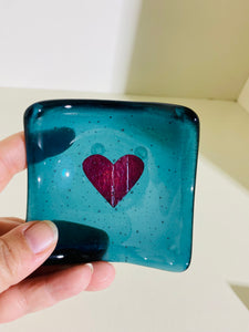 Teal Copper Heart TeaLight candle holder