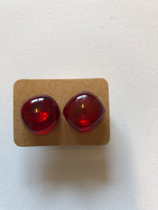 Ruby Red Fused Glass Earrings