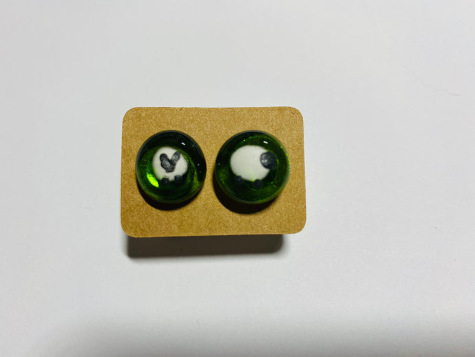 Handmade fused glass sheep earrings 