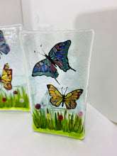 Load image into Gallery viewer, Handmade fused glass butterfly tealight holder