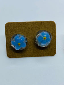 Fused Glass Forget me knot Glass Earrings