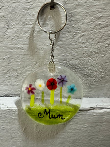 Mum Flower Round Keyring