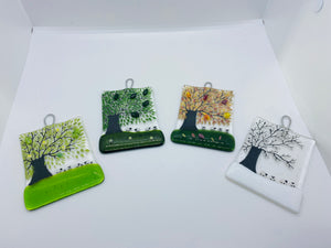 Fused Glass Four Seasons Countryside Wall Hangings