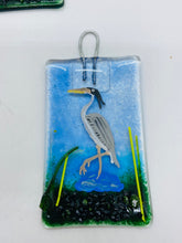 Load image into Gallery viewer, Fused glass Heron hanger