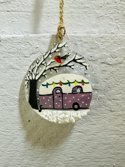 Purple Christmas Caravan Bauble Hanger